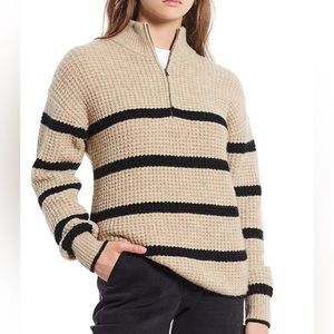 Copper Key Striped Quarter Zip Sweater